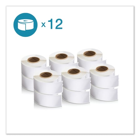 Dymo LW Address Labels, 1.13 in. x 3.5 in., White, 350/Roll, PK12, 12PK 2050768